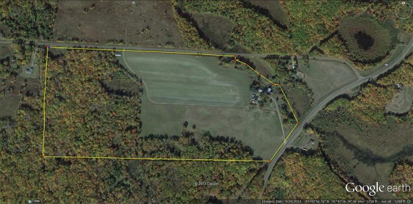 Aerial photo of 83 acre Seever property (inside yellow line), formerly known as the “Miniature Horse Farm,” being acquired by the Friends of Hunt Hill. It is located across Audubon Road, just south of Hunt Hill Prairie, with a portion fronting on County M (on right side of photo). The farm field in the center of the photo has served as Prairie Fling parking the last two years. Pepper Creek flows out of Hunt Hill into Long Lake along the east, or right-hand, side of the Seever property.